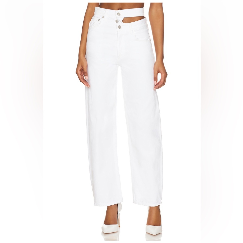 AGOLDE Broken Waistband Cut Out White Jeans Size 28 NWT